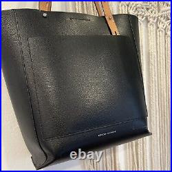 Rebecca Minkoff Black & Tan Stella North-South Tote Leather Laptop Bag Purse