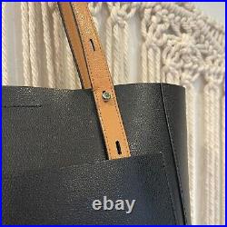 Rebecca Minkoff Black & Tan Stella North-South Tote Leather Laptop Bag Purse