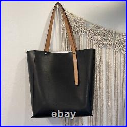 Rebecca Minkoff Black & Tan Stella North-South Tote Leather Laptop Bag Purse