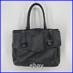 Reed Krakoff women Medium Black Leather Shoulder Bag buckle laptop messenger bag