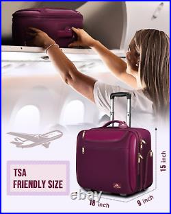 Rolling Briefcase for Women, Large 17 Inch Laptop Bag with Wheels & 3 Packing