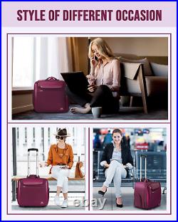 Rolling Briefcase for Women, Large 17 Inch Laptop Bag with Wheels & 3 Packing
