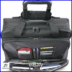 Rolling Laptop Bag For Women Men 17.3 Case Carry On Wheeled Briefcase Black NEW