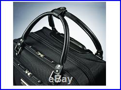 Rolling Laptop Bag Womens Black Leather Wheeled Business Briefcase Carry On