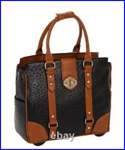 Rolling Laptop Bag for Women THE A-LIST Ostrich Laptop Briefcase With Wheels