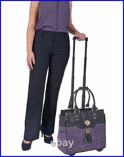 Rolling Laptop Bag for Women THE CONTESSA Purple Laptop Briefcase With Wheels