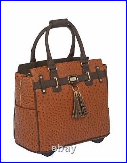 Rolling Laptop Bag for Women THE UPTOWN Ostrich Laptop Briefcase With Wheels