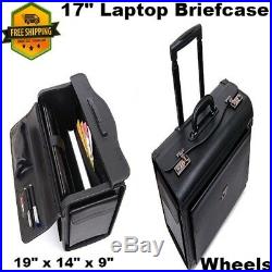 Rolling briefcase for adults men women lawyer work with wheels 17 inch laptop