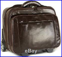 S Babila Genuine Leather Laptop Cabin Size Trolley Briefcase Flight Travel Bag