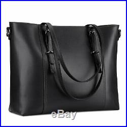 S-ZONE 15.6 inch Leather Laptop Tote Bag for Women Large Computer Shoulder Purse