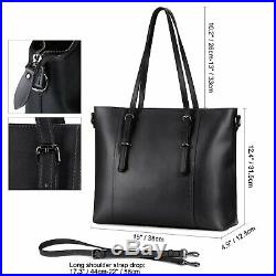 S-ZONE 15.6 inch Leather Laptop Tote Bag for Women Large Computer Shoulder Purse