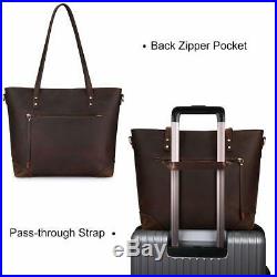 S-ZONE Vintage Genuine Leather Shoulder Laptop Bag Work Totes for Women Purse Ha