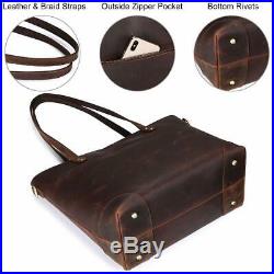 S-ZONE Vintage Genuine Leather Shoulder Laptop Bag Work Totes for Women Purse Ha