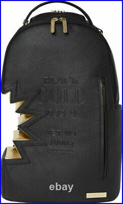 Sprayground Shark Bite Gold Black Backpack Books Bag Laptop Back to School B3778