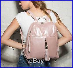 Stunning Blush Pink Leather Backpack Travel Bag, Laptop Bag, Womens Work Bag