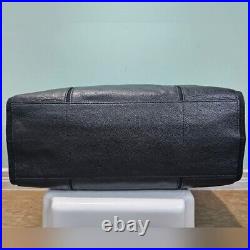 TORY BURCH Ella Black Canvas Leather Tote Laptop Bag School Office