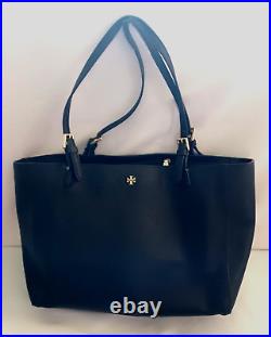 TORY BURCH Saffiano Leather York Buckle Tote Large Black Shoulder Bag Carryall