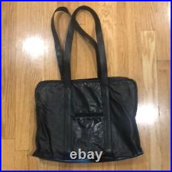 TUMI Black Leather Laptop Bag Vintage Womens Shoulder Strap