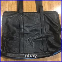 TUMI Black Leather Laptop Bag Vintage Womens Shoulder Strap