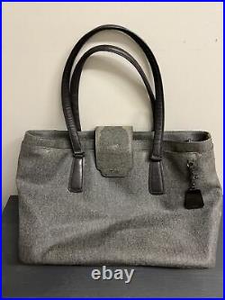 TUMI Large Gray Women's Travel Leather Business Tote Laptop Bag