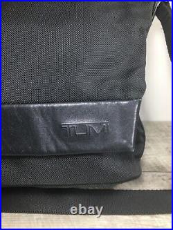 TUMI Messenger Bag Leather Trim Flap Crossbody Laptop Shoulder Nylon 4367D3