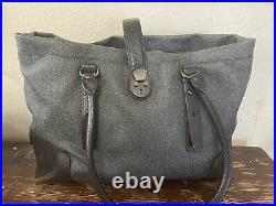 TUMI Villa Turin LG Gray Brown Travel Leather Business Tote Laptop Bag