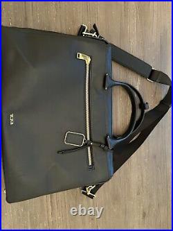 TUMI Voyageur Cameron Black Leather Laptop Bag