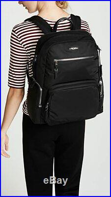 TUMI Voyageur Carson Womens Laptop Backpack 15 Computer Bag Black Silver zip