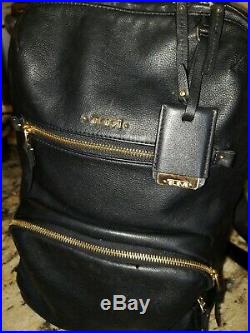 TUMI Women Voyageur Hartford Leather Black 14x11.5 backpack daypack bag laptop