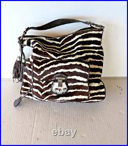 Talbots Large Zebra Cowhide Tote Hobo Bag Handbag Purse Shoulder Laptop Bag New