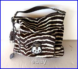 Talbots Large Zebra Cowhide Tote Hobo Bag Handbag Purse Shoulder Laptop Bag New