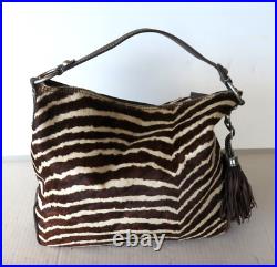 Talbots Large Zebra Cowhide Tote Hobo Bag Handbag Purse Shoulder Laptop Bag New