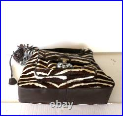 Talbots Large Zebra Cowhide Tote Hobo Bag Handbag Purse Shoulder Laptop Bag New