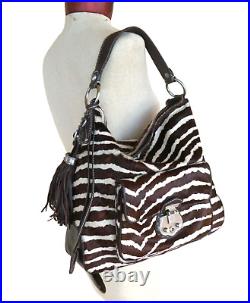 Talbots Large Zebra Cowhide Tote Hobo Bag Handbag Purse Shoulder Laptop Bag New