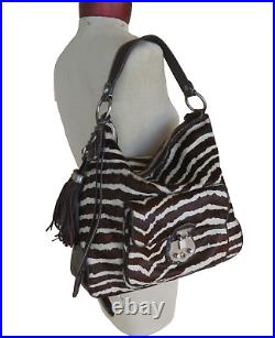 Talbots Large Zebra Cowhide Tote Hobo Bag Handbag Purse Shoulder Laptop Bag New