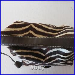 Talbots Large Zebra Cowhide Tote Hobo Bag Handbag Purse Shoulder Laptop Bag New