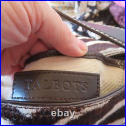 Talbots Large Zebra Cowhide Tote Hobo Bag Handbag Purse Shoulder Laptop Bag New