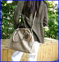 Taupe Italian Leather Weekender Bag Large Crossbody Bag Best Work Bag Laptop Bag