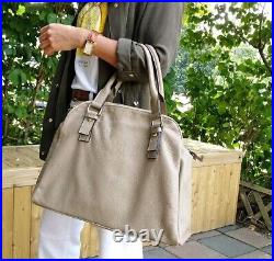 Taupe Italian Leather Weekender Bag Large Crossbody Bag Best Work Bag Laptop Bag