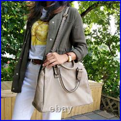 Taupe Italian Leather Weekender Bag Large Crossbody Bag Best Work Bag Laptop Bag