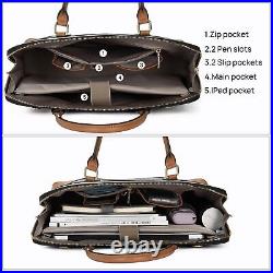 Telena Women's Leather Laptop Bag, 15.6 Inch Shoulder Tote Bag Briefcase for