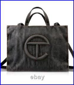 Telfar Medium Black Denim Shopper Tote Bag Fits Laptop Dustbag NWT SOLD OUT