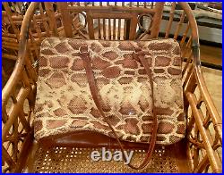 Terrida Leather Snakeskin Folio Laptop Tote Bag- Made in Italy