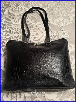 Terrida Tangeroa Venezia Black Leather Croc Laptop Bag