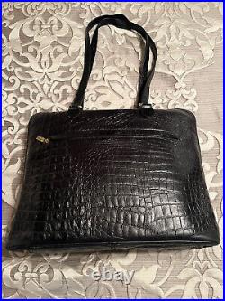 Terrida Tangeroa Venezia Black Leather Croc Laptop Bag