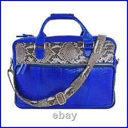 The Pelle Python Collection Handmade Python Leather Navy Blue Natural Laptop Bag
