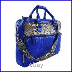 The Pelle Python Collection Handmade Python Leather Navy Blue Natural Laptop Bag