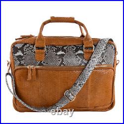 The Pelle Python Handmade Python Leather Brown with Color Laptop Bag