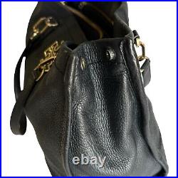 Tory Burch Black Leather Britten Open Tote Large Bag Gold Double Strap Laptop