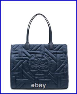 Tory Burch Ella Women Basketweave Nylon Quilted Tote Bag Royal Navy / 403 OS New